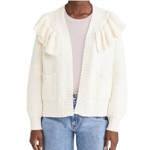 Madewell Cream Ruffled Cardigan